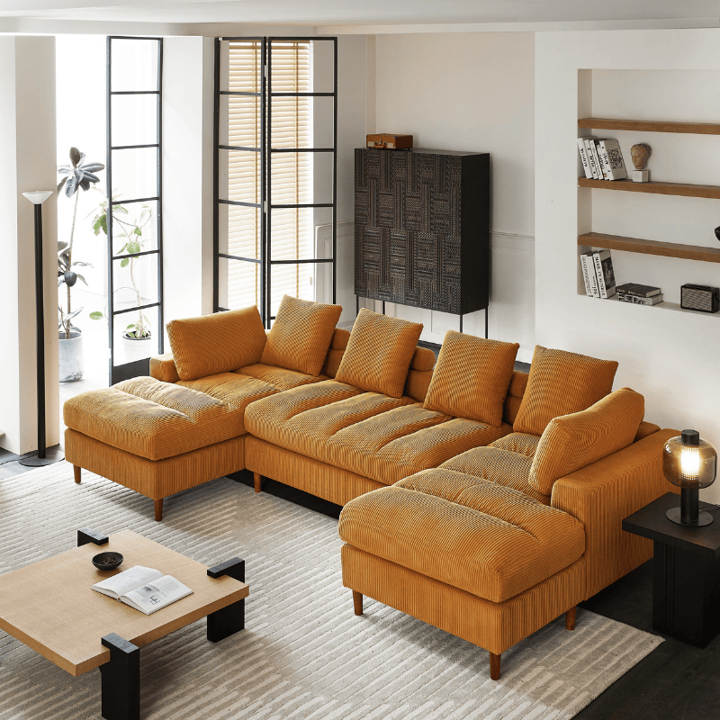 Belle Oversized Corduroy Chaise U-Shaped Modular Sectional