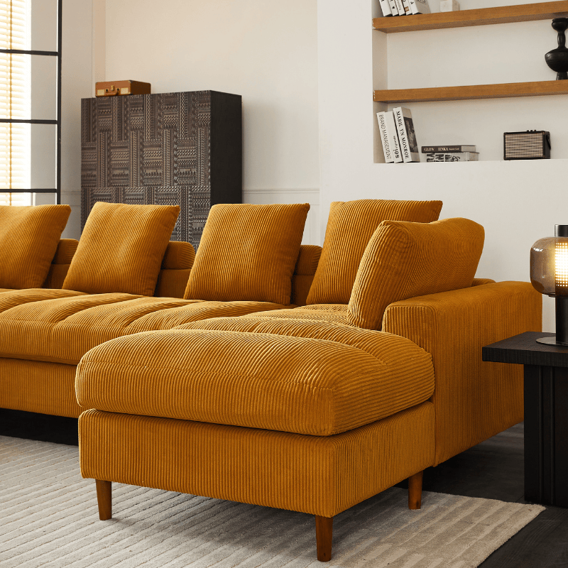 Belle Oversized Corduroy Chaise U-Shaped Modular Sectional