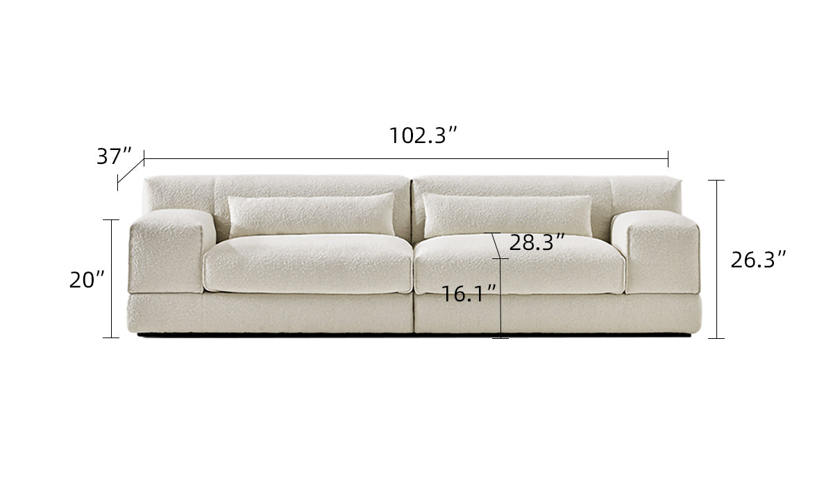 Cisney Modern Minimalist Upholstered Boucle Couch