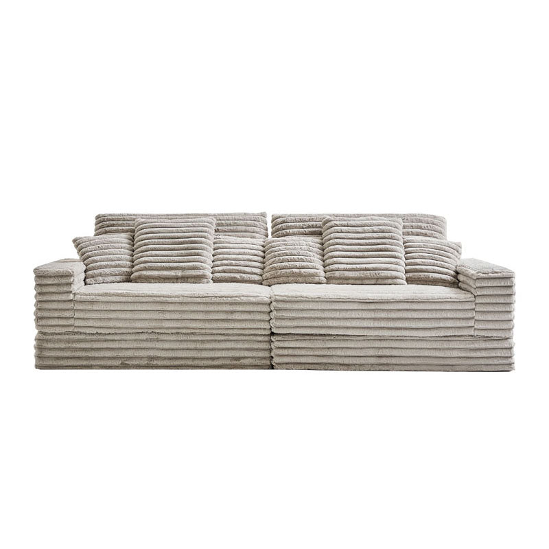 Federico 120'' Beige Plush 3 Seater Modular Sofa