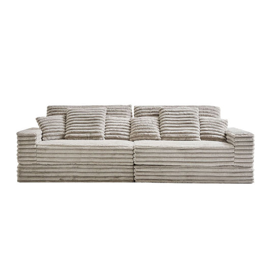 Federico 120'' Beige Plush 3 Seater Modular Sofa