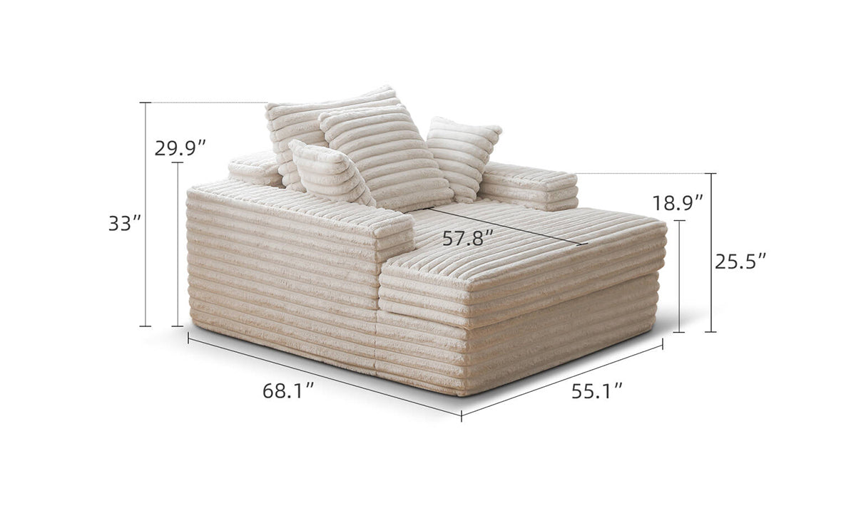 Federico 55'' Beige Plush Single Chaise Lounge Sofa