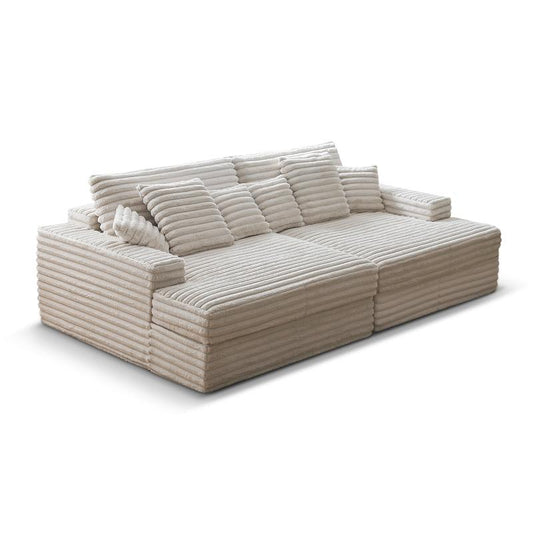 Federico 120’’ Beige Plush Double Chaise Sofa