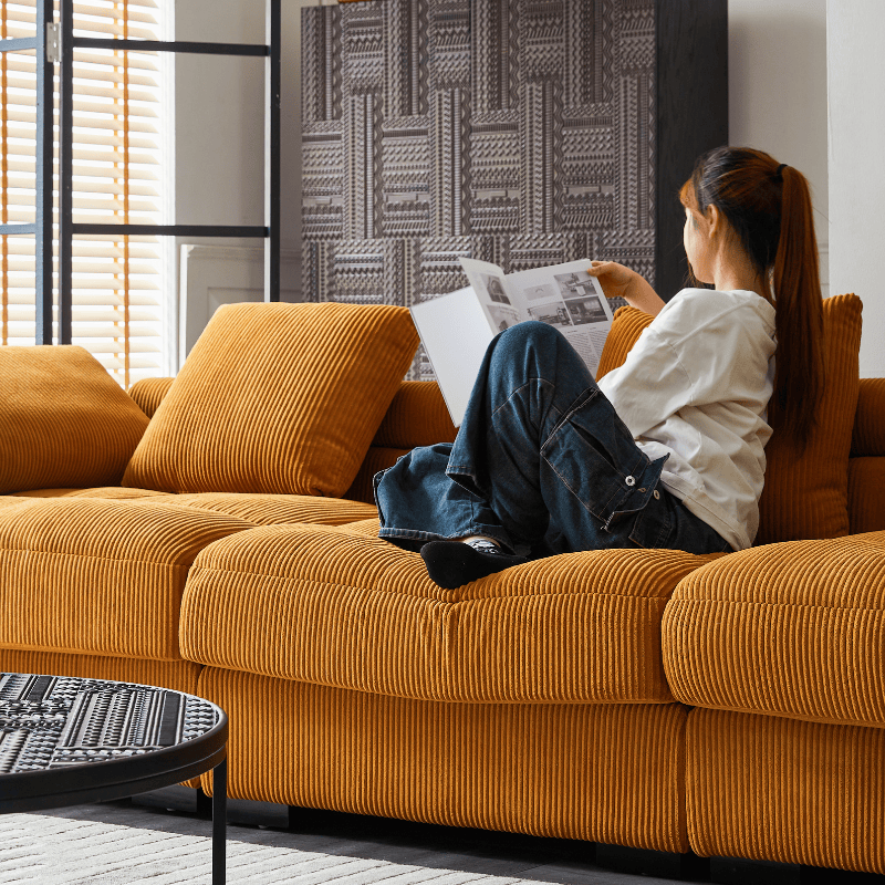 Julie Oversized Corduroy Deep-Seated U-Shaped Modular Sectional