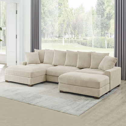 Julie Oversized Corduroy Deep-Seated U-Shaped Modular Sectional