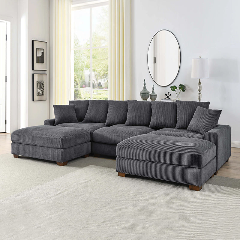 Julie Oversized Corduroy Deep-Seated U-Shaped Modular Sectional