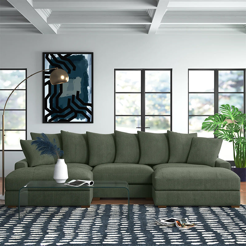 Julie Oversized Corduroy Deep-Seated U-Shaped Modular Sectional