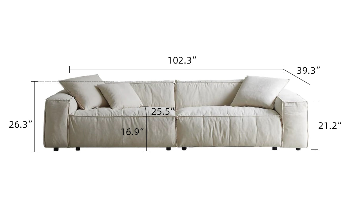 Verona Minimalist Linen Fabric Block Sofa