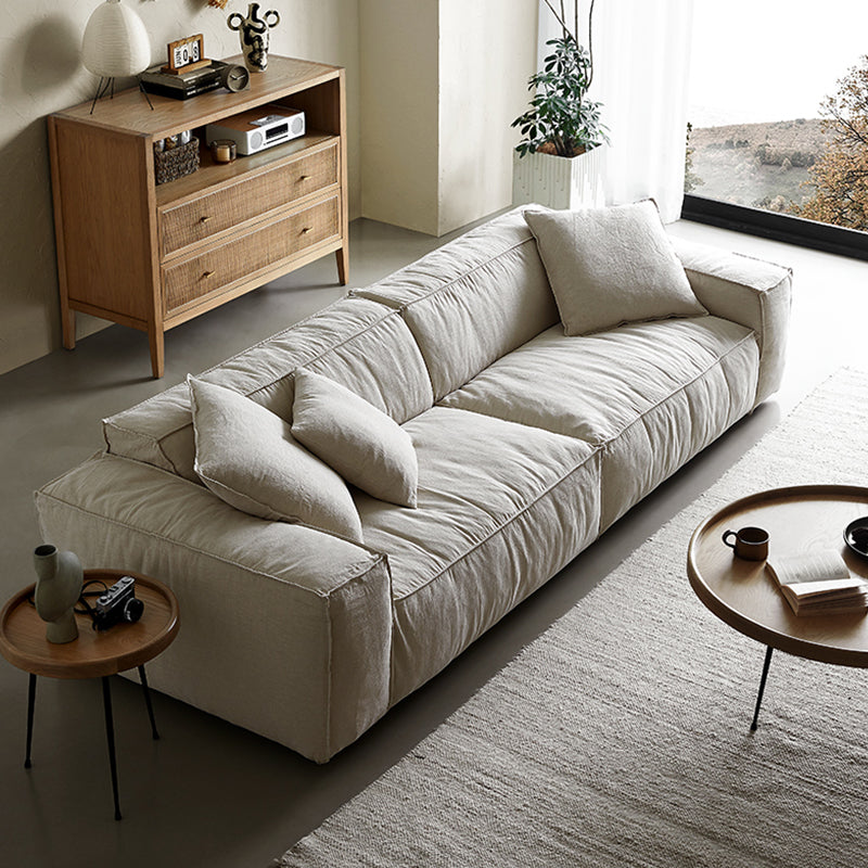 Verona Minimalist Linen Fabric Block Sofa